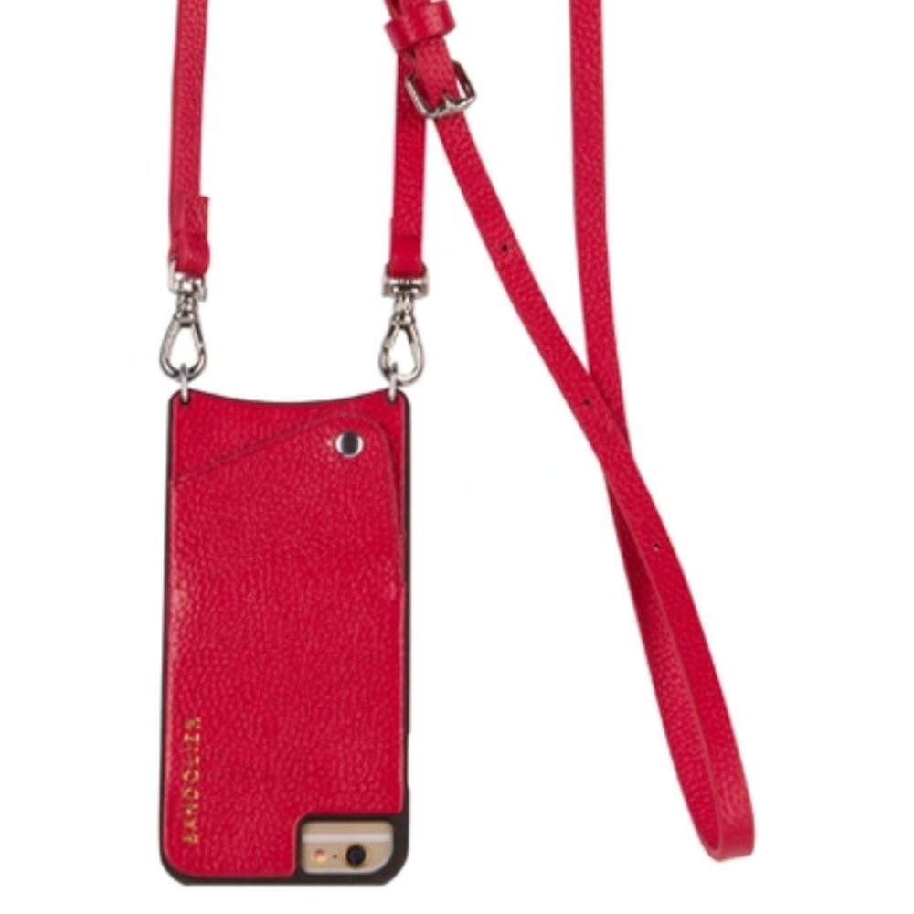 Bandolier 'BELINDA' Pebble Leather Crossbody Bandolier Iphone 6/7/8 Red/Silver